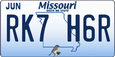 MO license plate RK7H6R