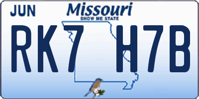 MO license plate RK7H7B