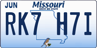 MO license plate RK7H7I