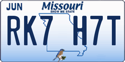 MO license plate RK7H7T