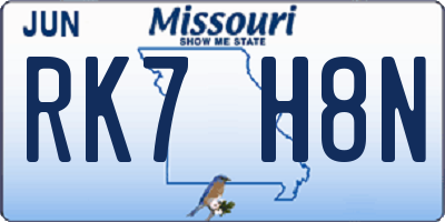 MO license plate RK7H8N