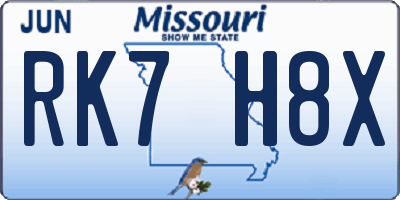 MO license plate RK7H8X