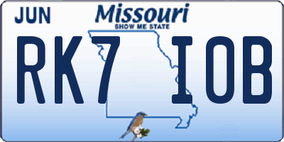 MO license plate RK7I0B