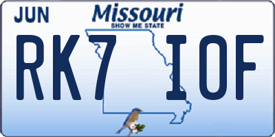MO license plate RK7I0F