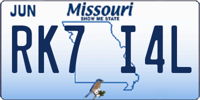 MO license plate RK7I4L