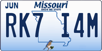 MO license plate RK7I4M