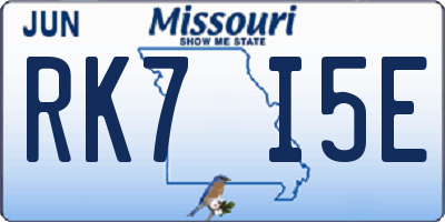 MO license plate RK7I5E