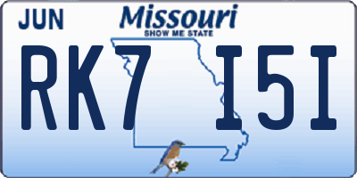 MO license plate RK7I5I