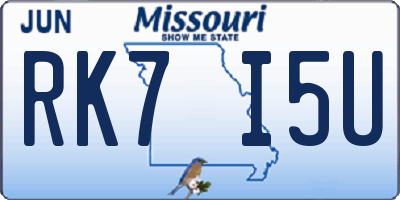 MO license plate RK7I5U