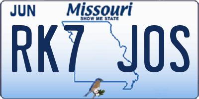 MO license plate RK7J0S