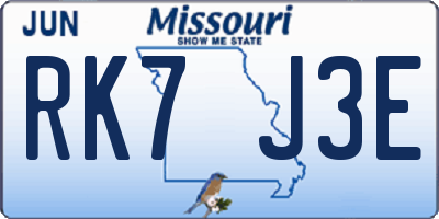 MO license plate RK7J3E