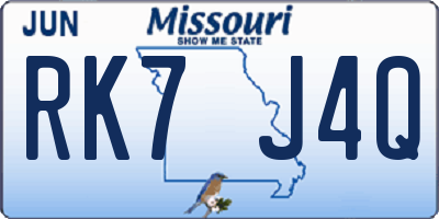 MO license plate RK7J4Q