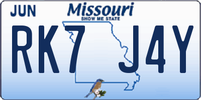 MO license plate RK7J4Y