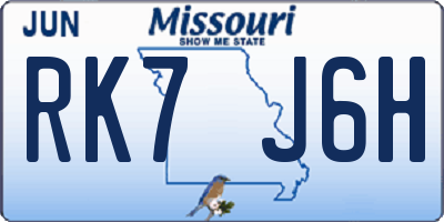 MO license plate RK7J6H