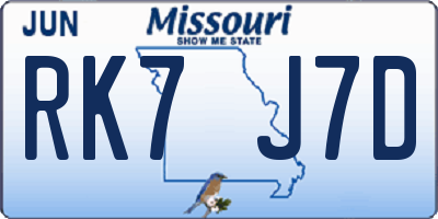 MO license plate RK7J7D