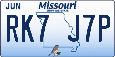MO license plate RK7J7P