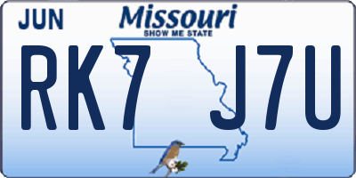 MO license plate RK7J7U
