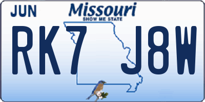 MO license plate RK7J8W