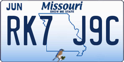 MO license plate RK7J9C