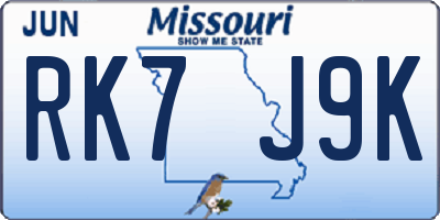 MO license plate RK7J9K