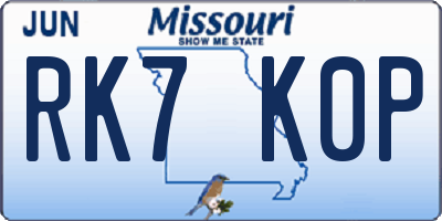 MO license plate RK7K0P