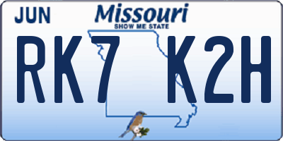 MO license plate RK7K2H