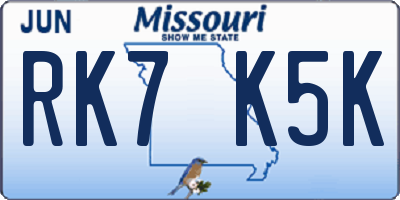 MO license plate RK7K5K