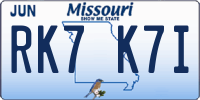 MO license plate RK7K7I