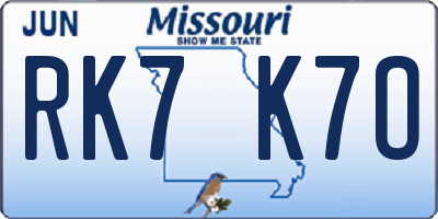 MO license plate RK7K7O