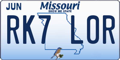 MO license plate RK7L0R