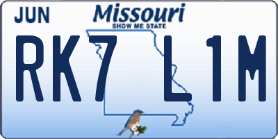 MO license plate RK7L1M