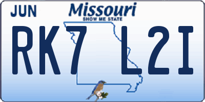MO license plate RK7L2I