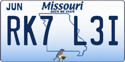 MO license plate RK7L3I