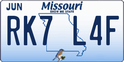 MO license plate RK7L4F