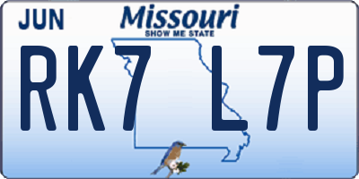 MO license plate RK7L7P