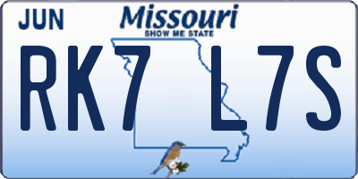 MO license plate RK7L7S