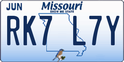 MO license plate RK7L7Y