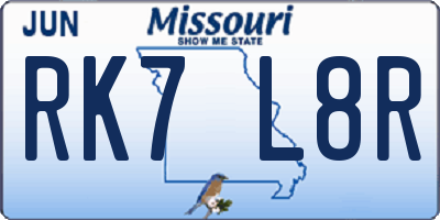 MO license plate RK7L8R
