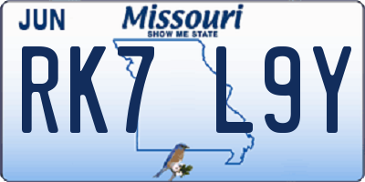 MO license plate RK7L9Y