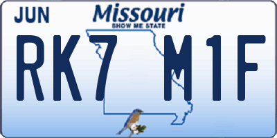 MO license plate RK7M1F