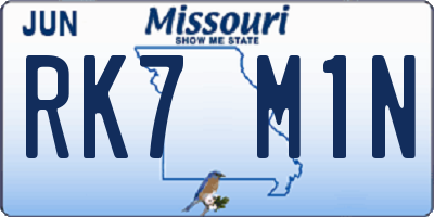 MO license plate RK7M1N