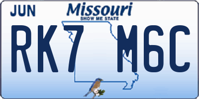 MO license plate RK7M6C