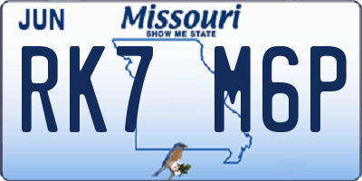 MO license plate RK7M6P