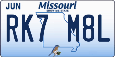 MO license plate RK7M8L