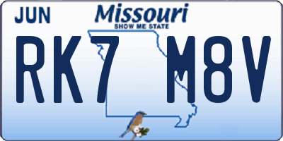 MO license plate RK7M8V