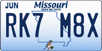 MO license plate RK7M8X