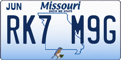 MO license plate RK7M9G