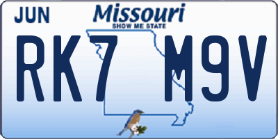 MO license plate RK7M9V