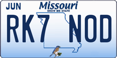 MO license plate RK7N0D