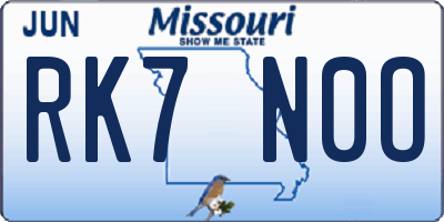 MO license plate RK7N0O